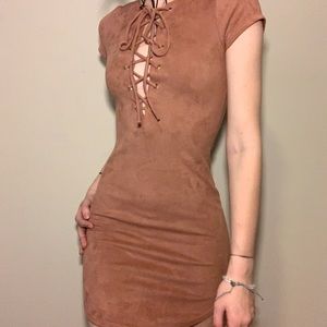 Pink Suede Cocktail Dress